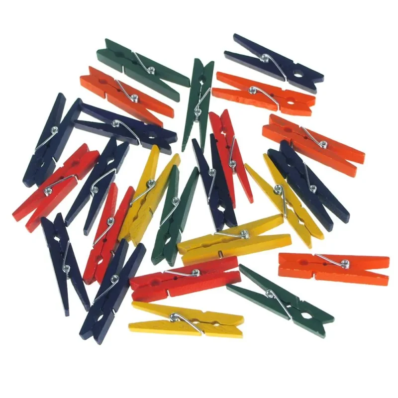 mini wooden clothespins assorted colors 1 7 8 24 pack