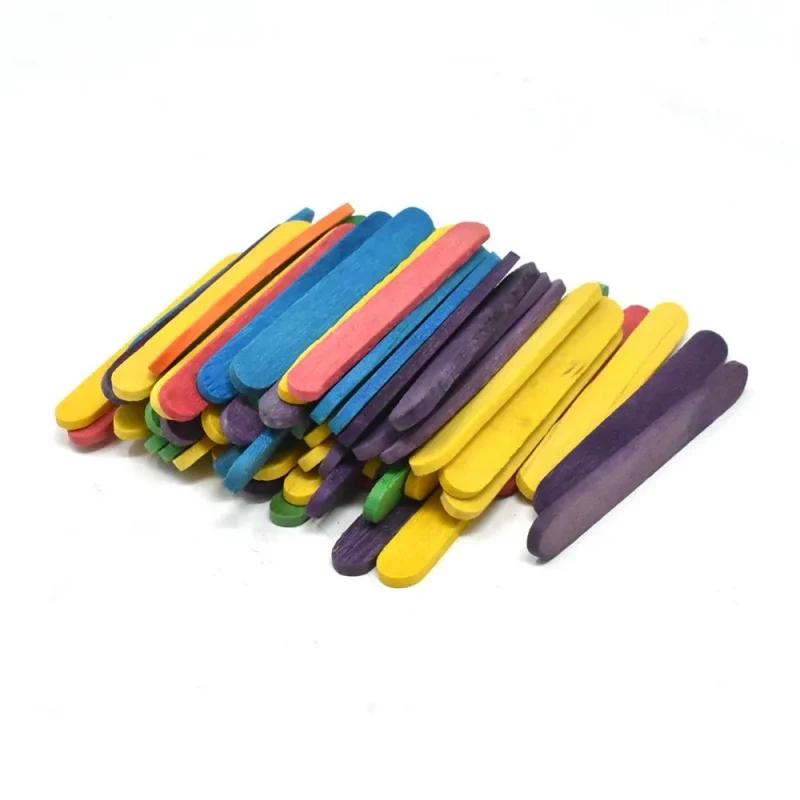 mini wooden popsicle sticks assorted colors 2 1 8 150 pack