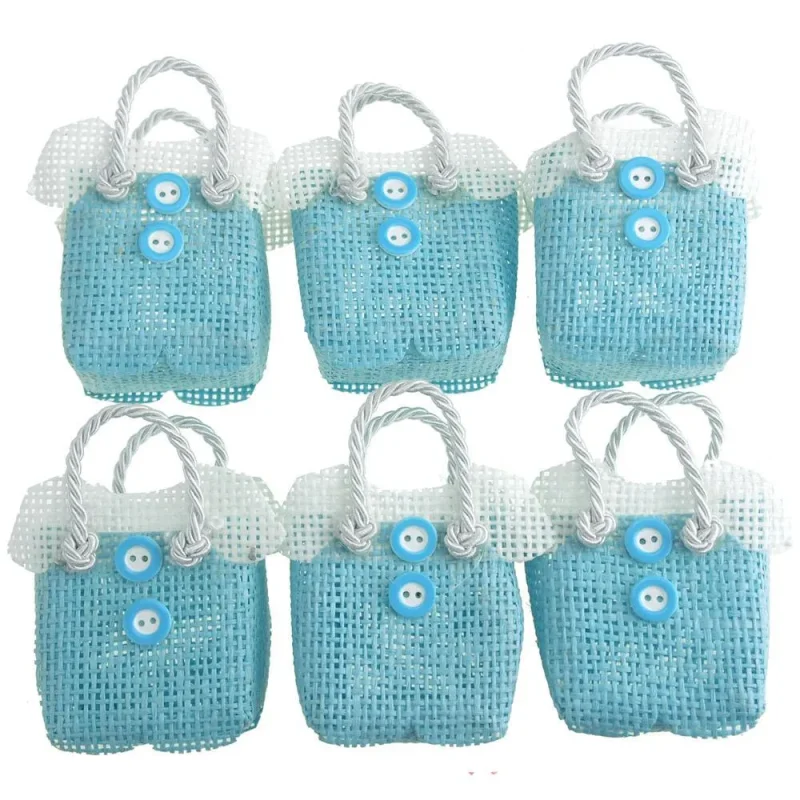 mini woven favor bags blue 6 pack 2 3 4 inch