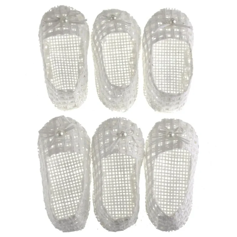 mini woven favor bags white 3 inch 6 piece perfect for baby shoes