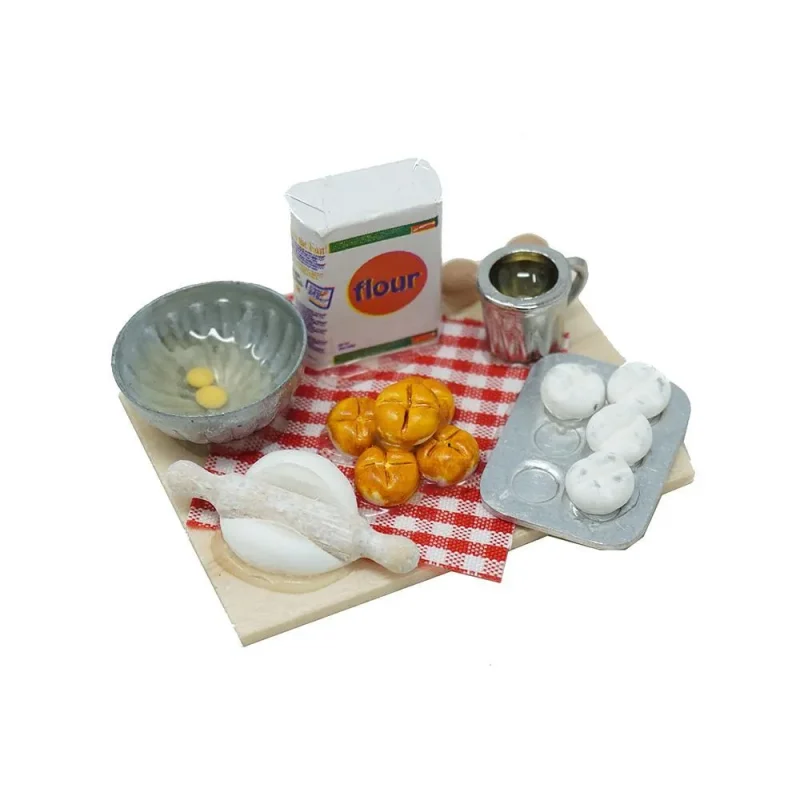 miniature 2 bread rolls baking set