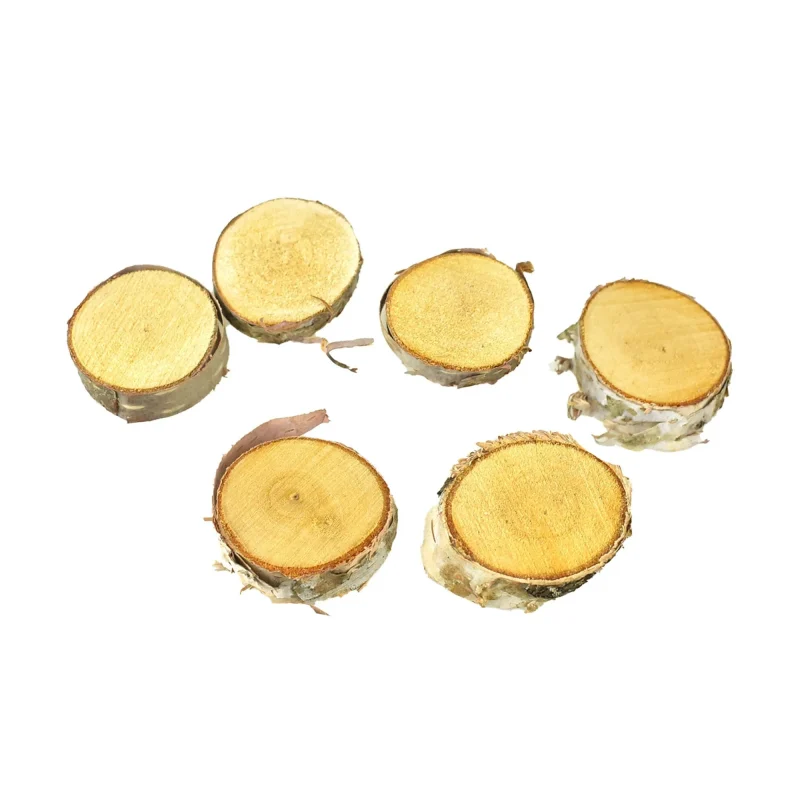 miniature birch wood rounds assorted sizes 6 piece set