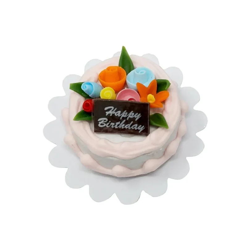 miniature happy birthday cake 1 25 inch artificial