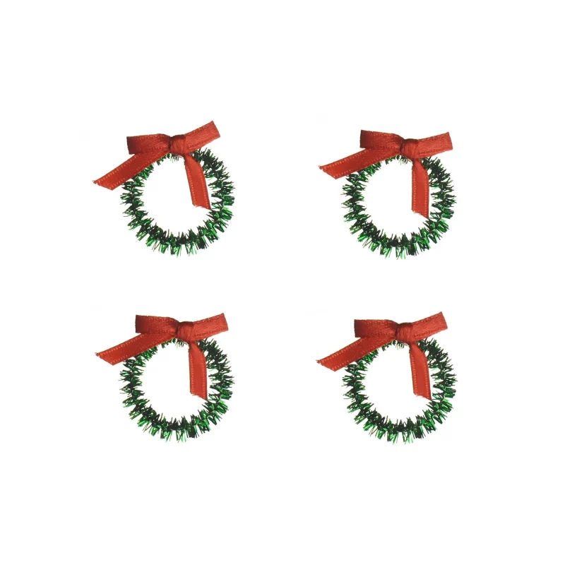 miniature tinsel wreath ornaments 3 4 round set of 4