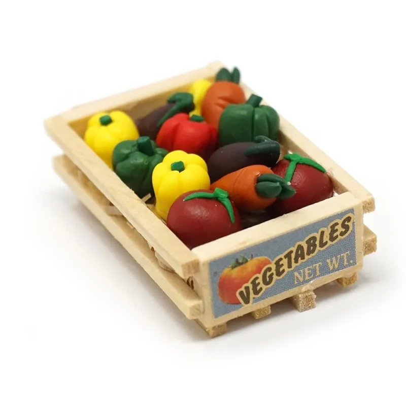 miniature wooden vegetable crate figurine 1 5 inch