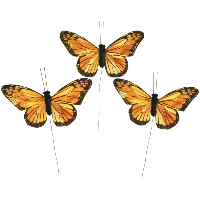 monarch butterfly floral accent picks orange 5 inch 12 pack