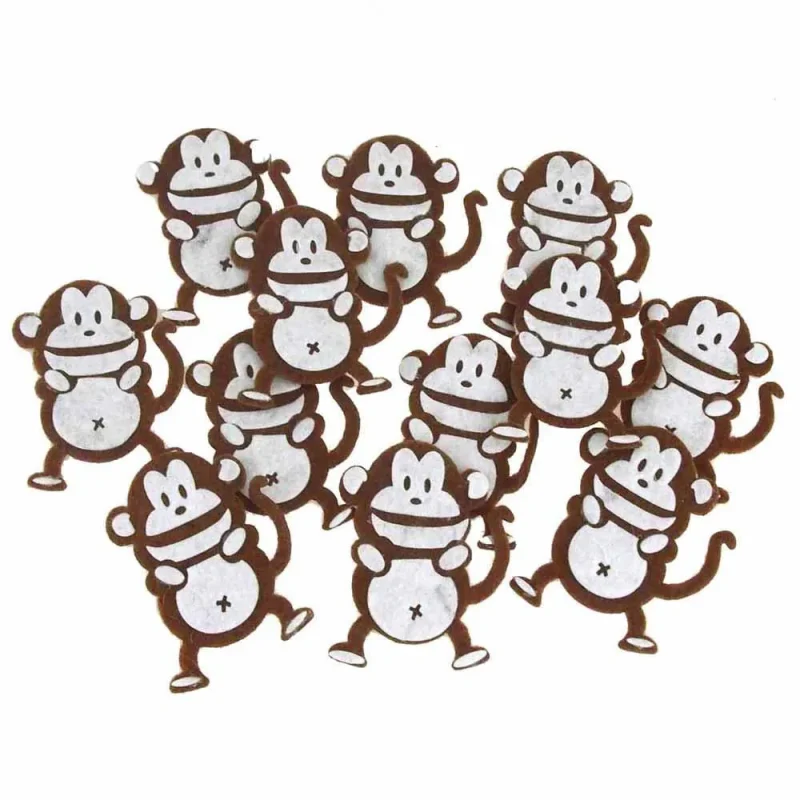 monkey felt animal set white brown 12 pieces 2 5 inch