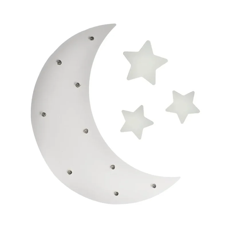 moon stars wooden led wall decor set white 4 piece