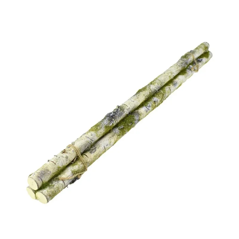 moss covered sticks set green white 22 5 inch 3 pack