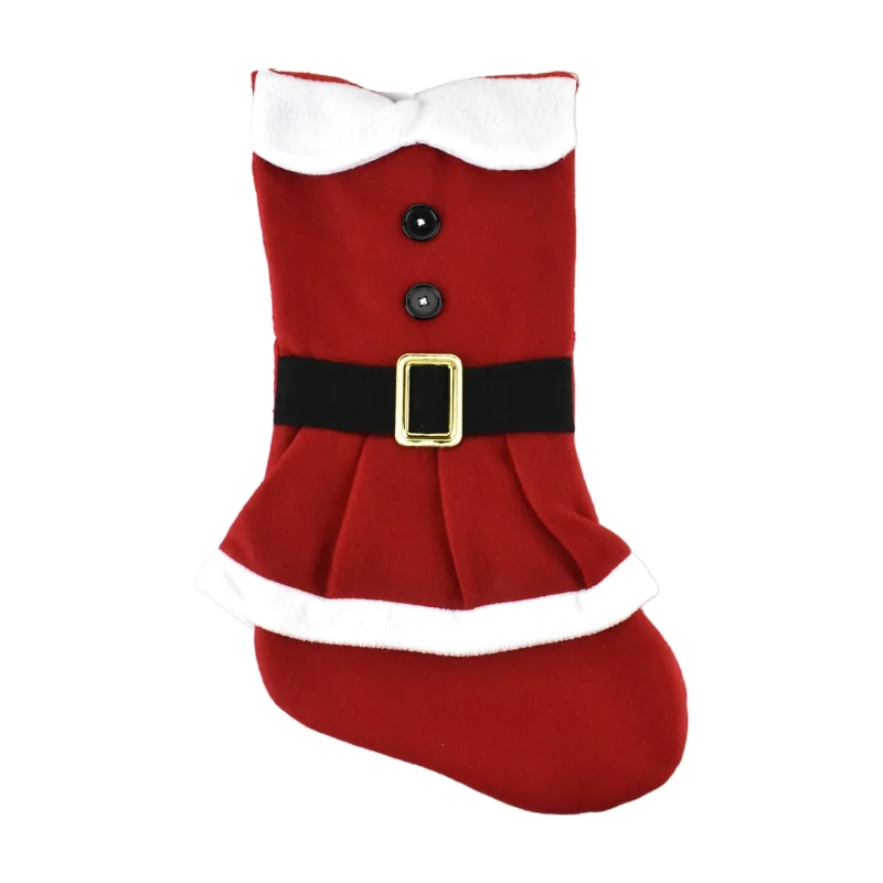 mrs claus fleece christmas stocking 18 inch holiday decor