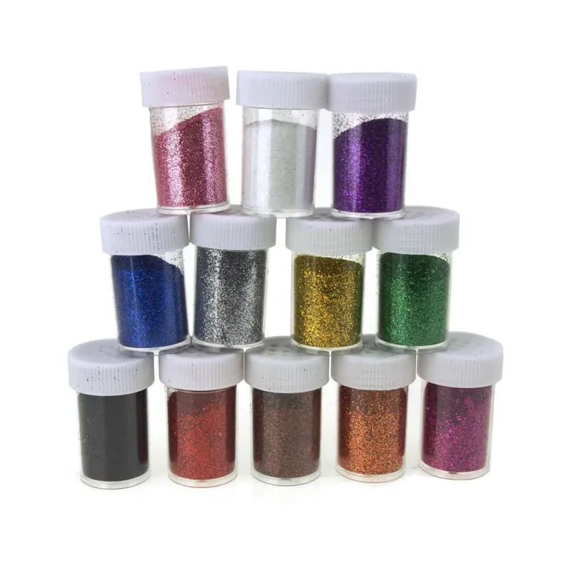 multi color fine glitter set 12 x 0 6oz plastic bottles