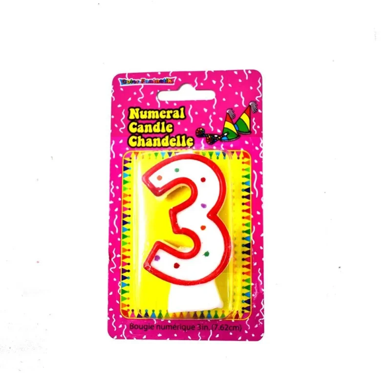 multicolor number 3 birthday candle 3 25 inch