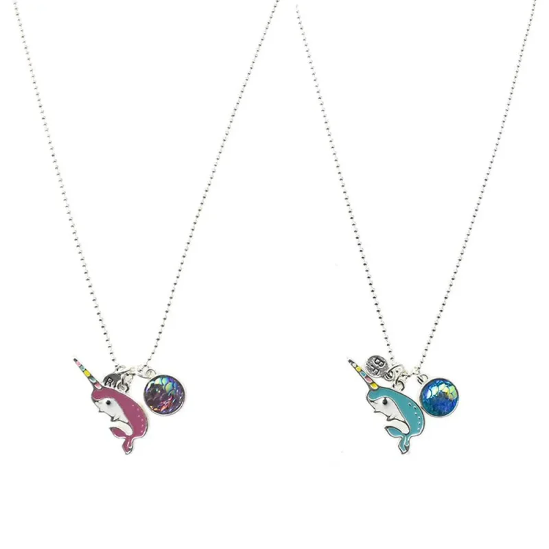 narwhal best friend necklaces 20 inch 2 pack