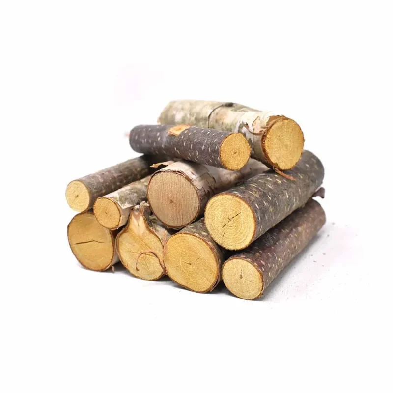 natural birch mini logs 10 piece set