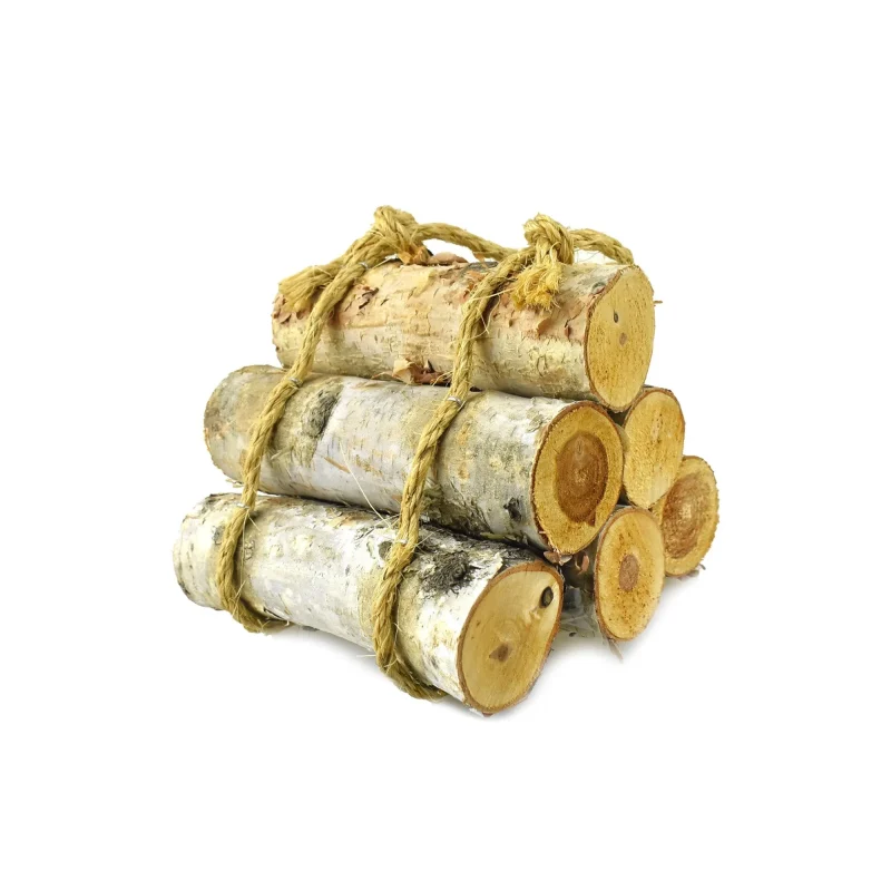 natural birch rope wrapped log bundle 6 x 6 count