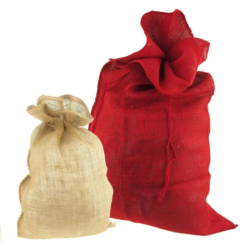 natural burlap drawstring santa sack