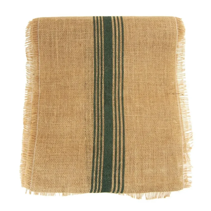 natural burlap table runner green striped 12 5 x 9 ft