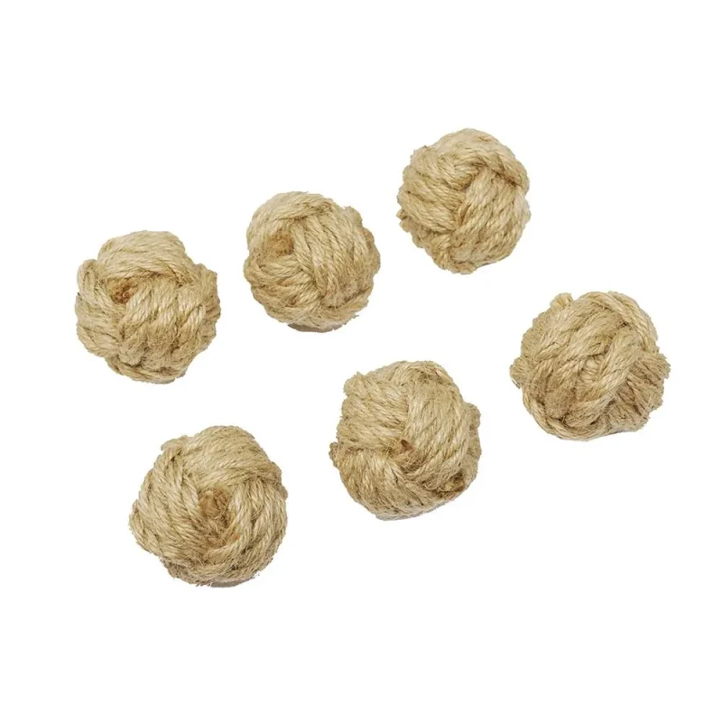 natural jute rope balls 2 inch set of 6