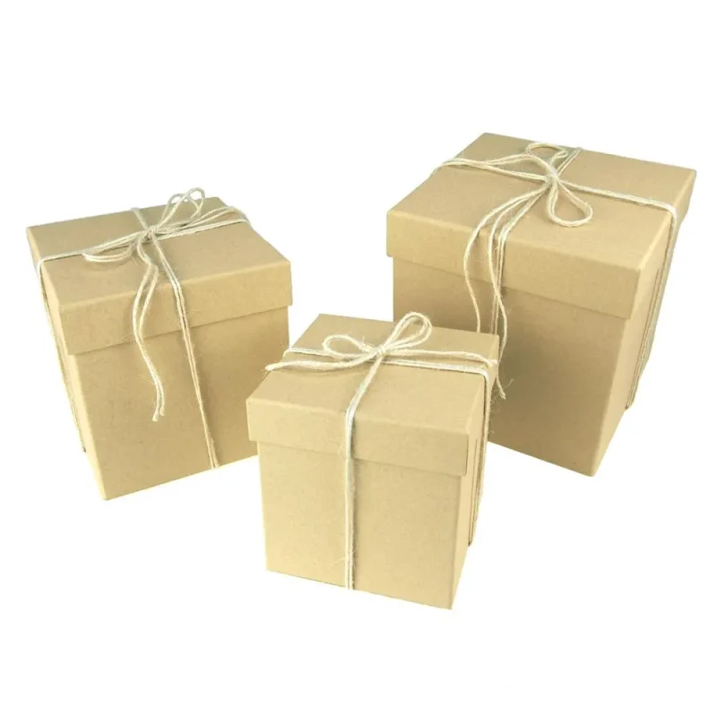 natural nested gift boxes 5 6 7 inch 3 piece set for holidays