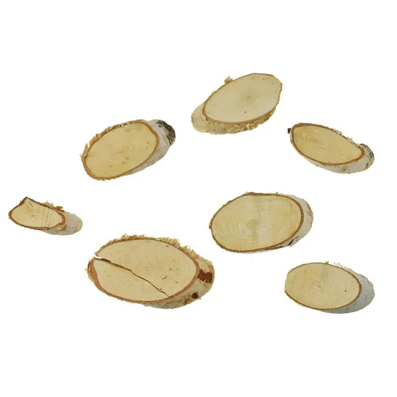 natural oval birch slices 50g for crafts