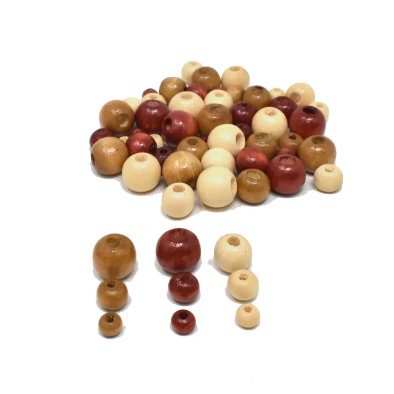 natural round craft wood beads assortment 40g