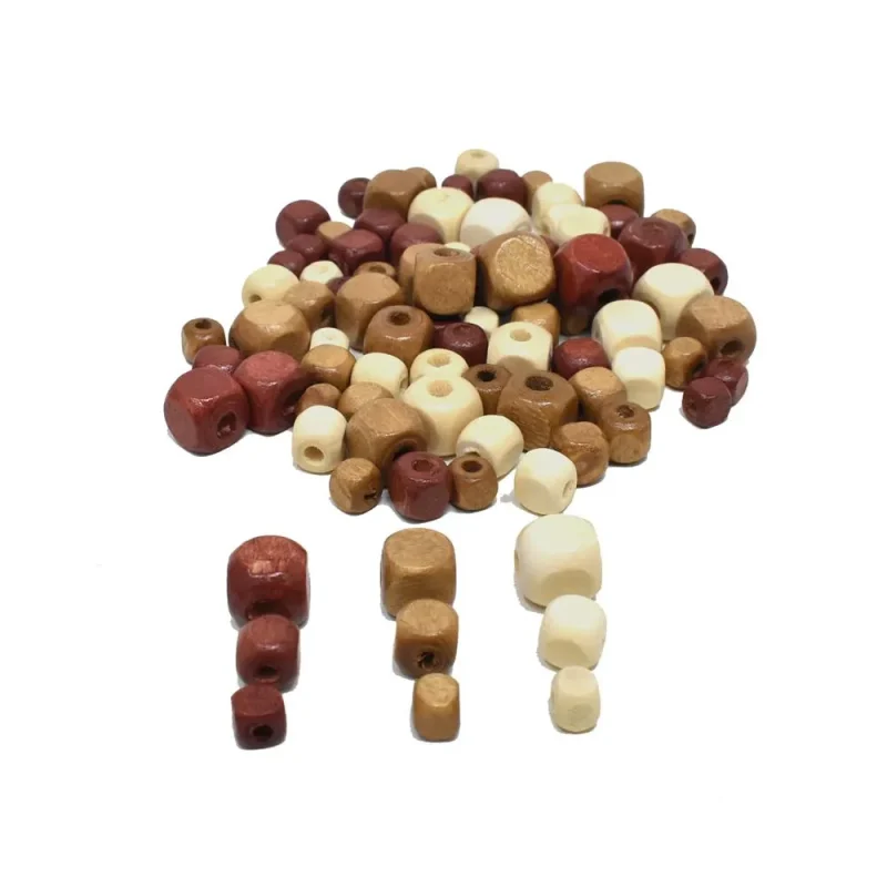 natural square craft wood beads assortment 40g pack