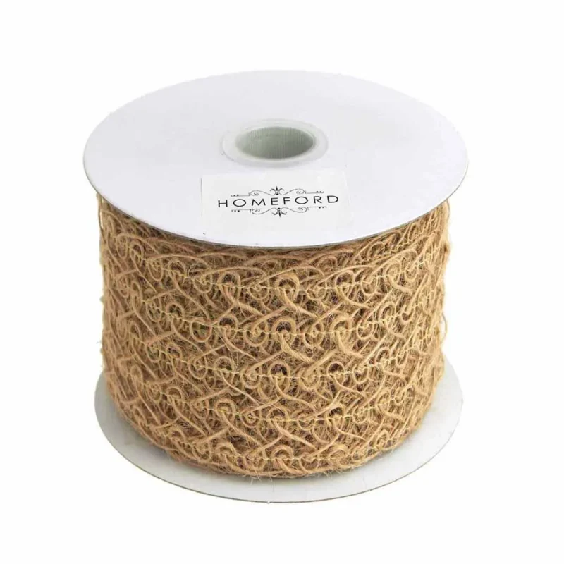 natural swirl jute ribbon open mesh design 2 5 x 10 yards