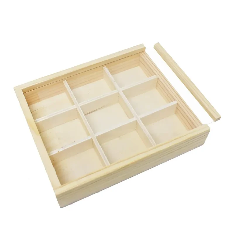 natural wood 9 window keepsake box 6 inch diy craft storage