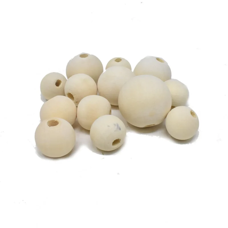 natural wood round beads set 13 piece assorted craft supplies