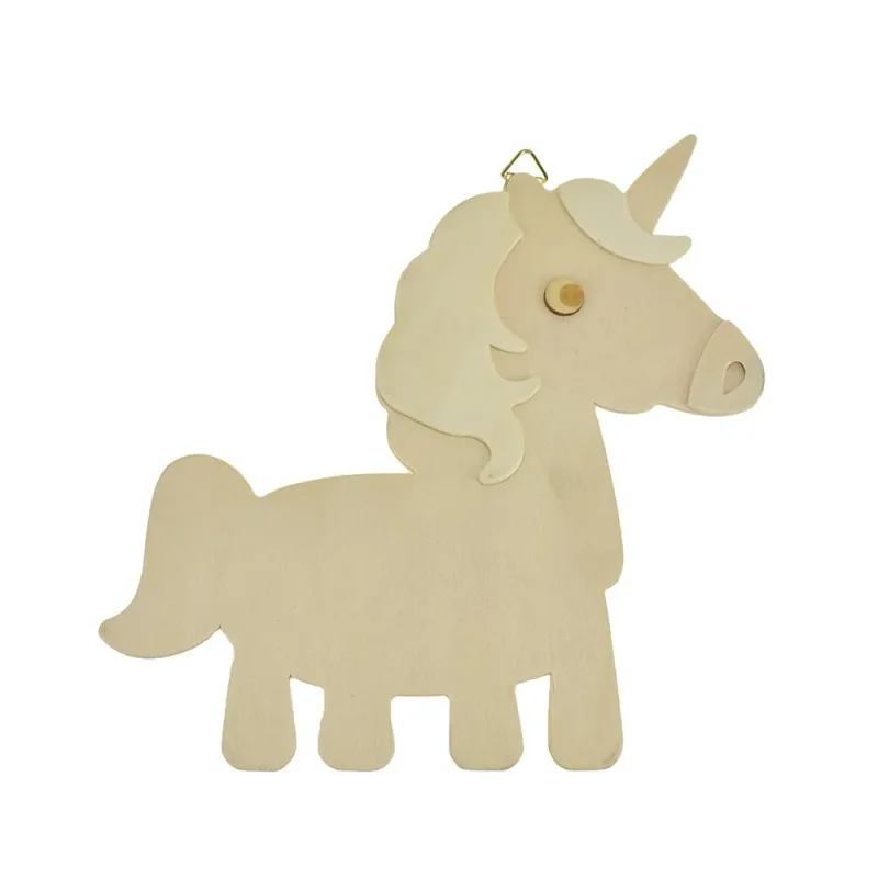 natural wood unicorn wall plaque w metal hook 6 7 8