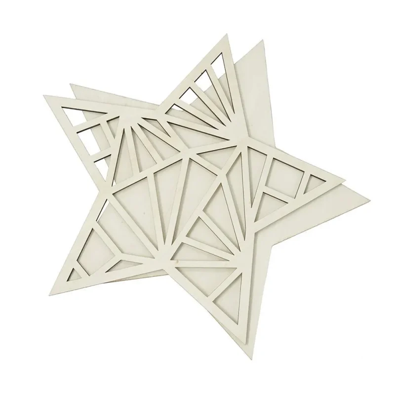 natural wooden star craft patterns 2 piece set