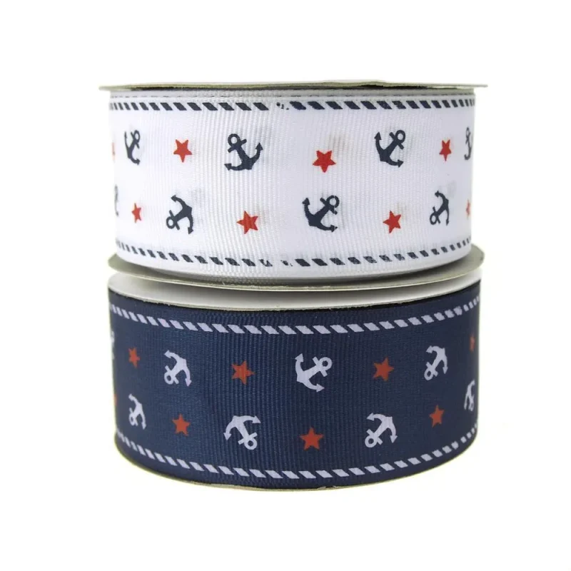 nautical anchor star grosgrain ribbon 1 5 x 25yd