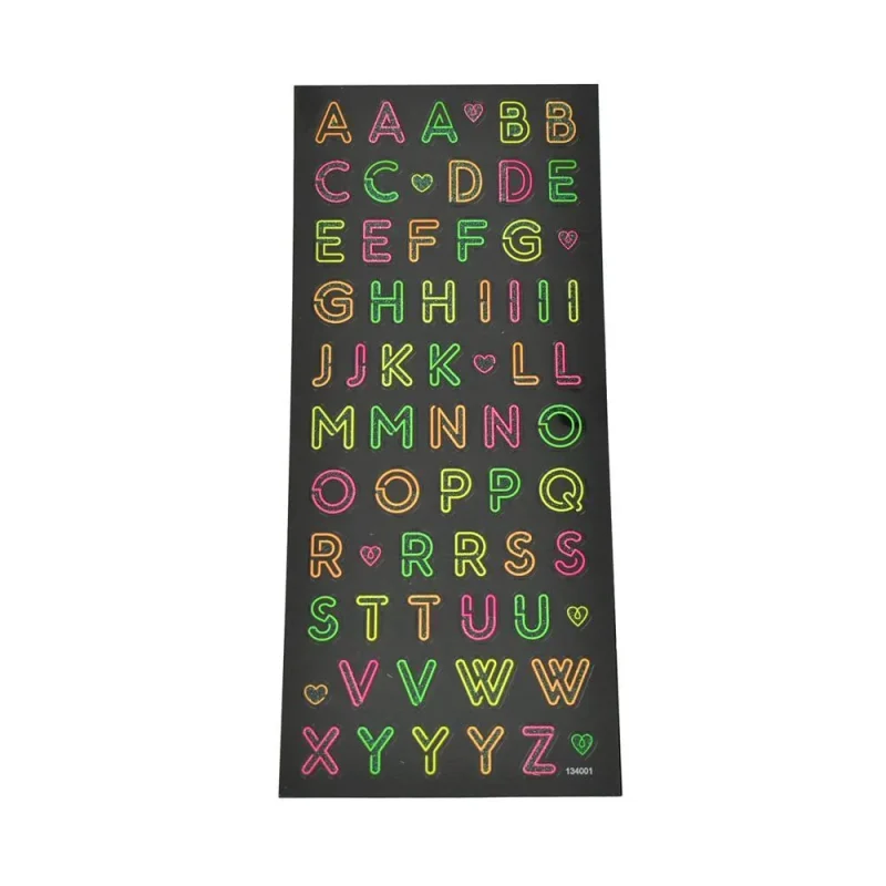 neon glitter alphabet stickers 66 piece set