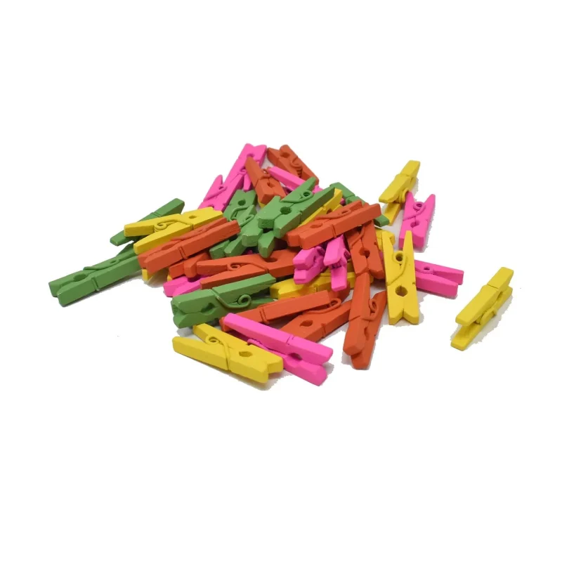 neon mini wood clothespins 1 inch 40 pack