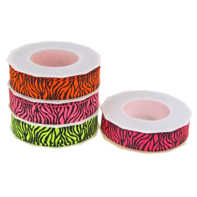 neon zebra print grosgrain ribbon 7 8 x 10 yards