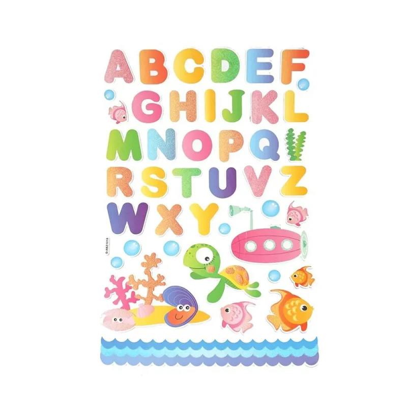 ocean life alphabet wall art stickers 44 piece set for kids room