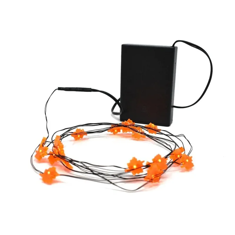 orange led fall leaf string lights 80 inch battery operated