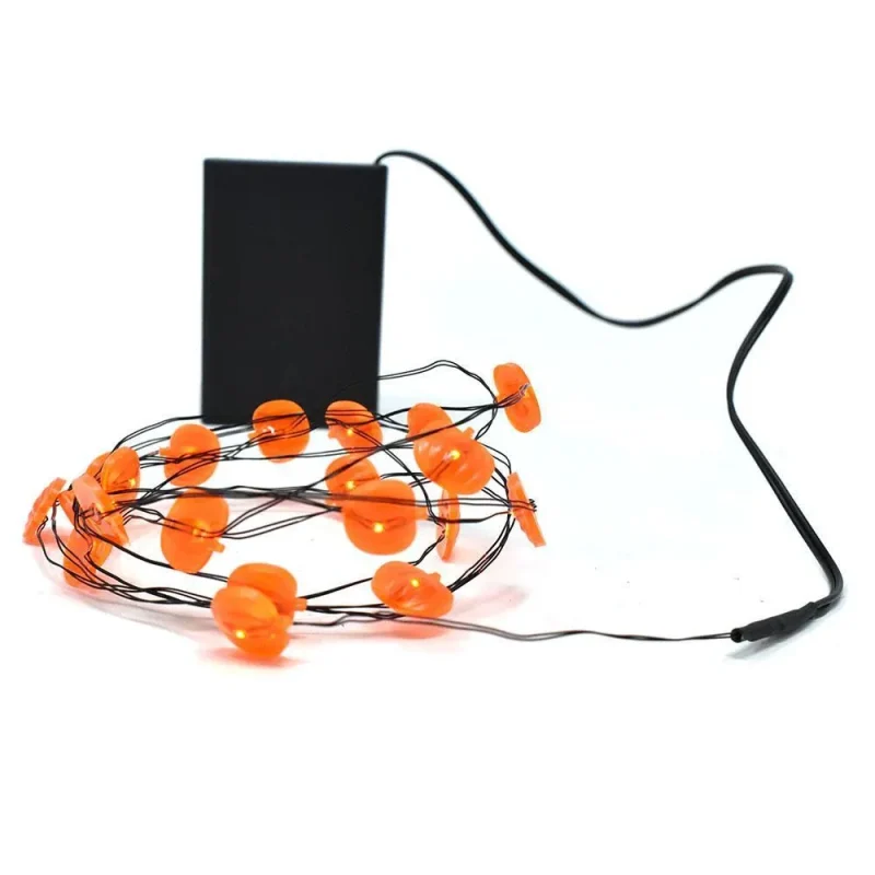 orange led pumpkin string lights battery operated 80