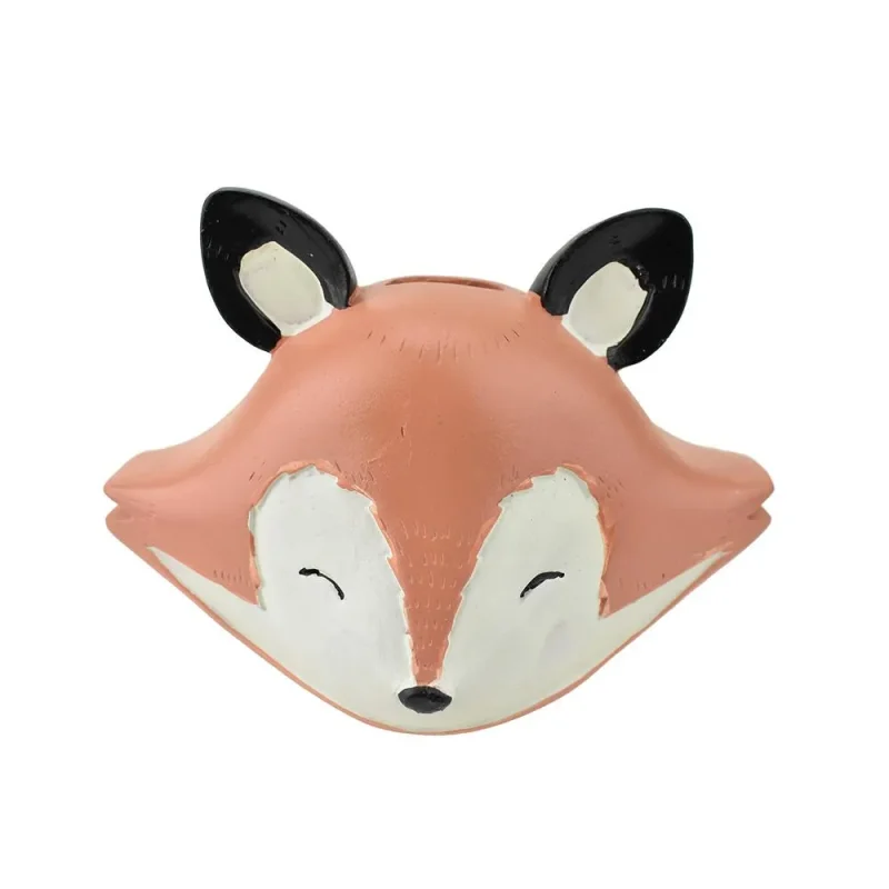 orange resin fox head coin bank 6 75 inches