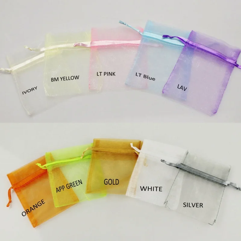 organza gift bags with satin drawstrings 12 pack