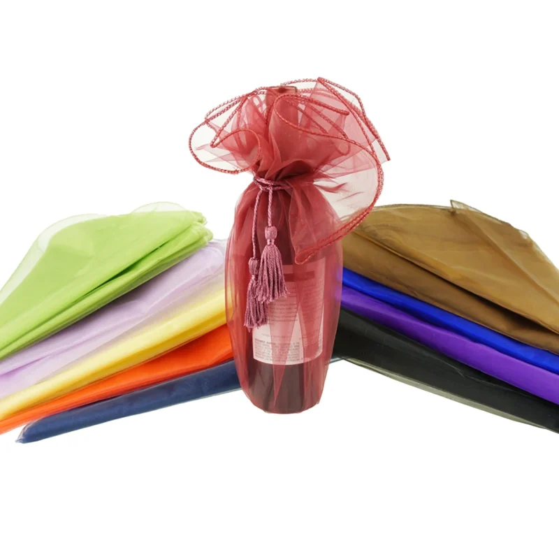 organza wine bottle wraps w tassel 6 pack 28