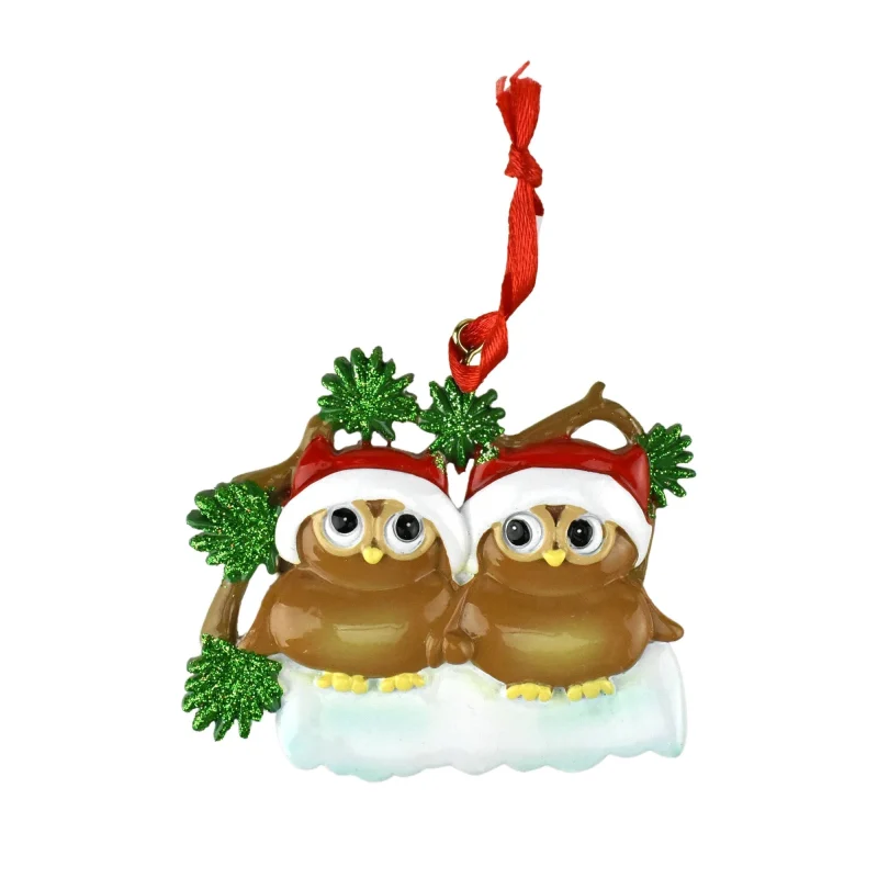 owl family christmas ornament 2 piece set 2 25 inch