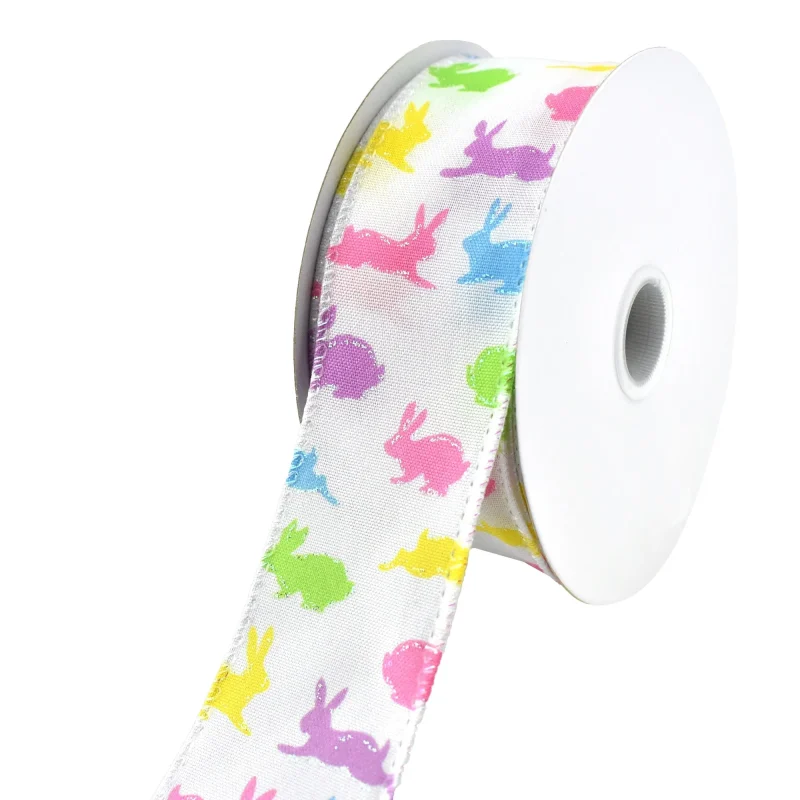 pastel bunny silhouette wired ribbon 1 5 x 10 yards