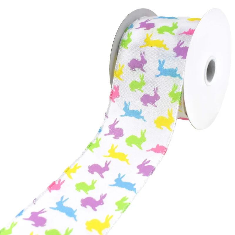 pastel bunny silhouette wired ribbon 2 5 x 10 yards