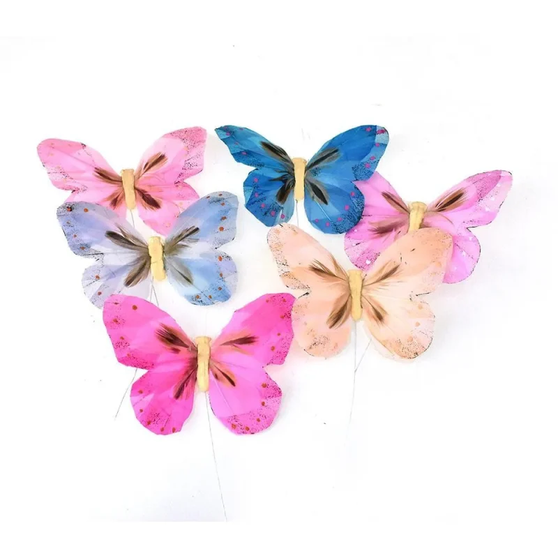 pastel feather butterfly decor 5 inch 12 pack