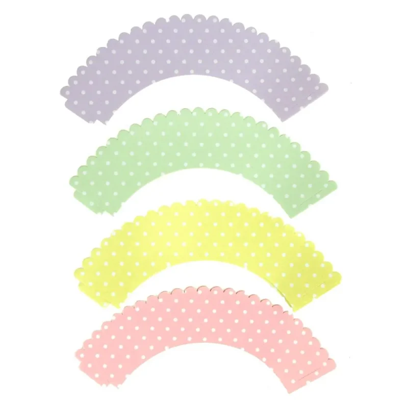 pastel polka dot 2 inch cupcake wraps 12 pack