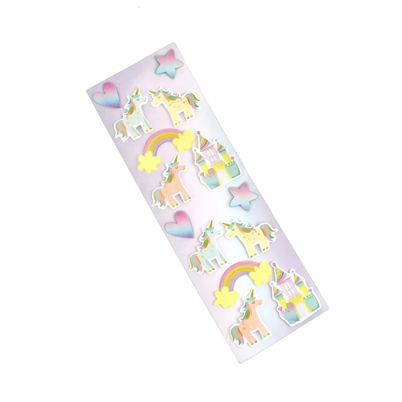 pastel rainbow unicorn 3d stickers 14 piece set