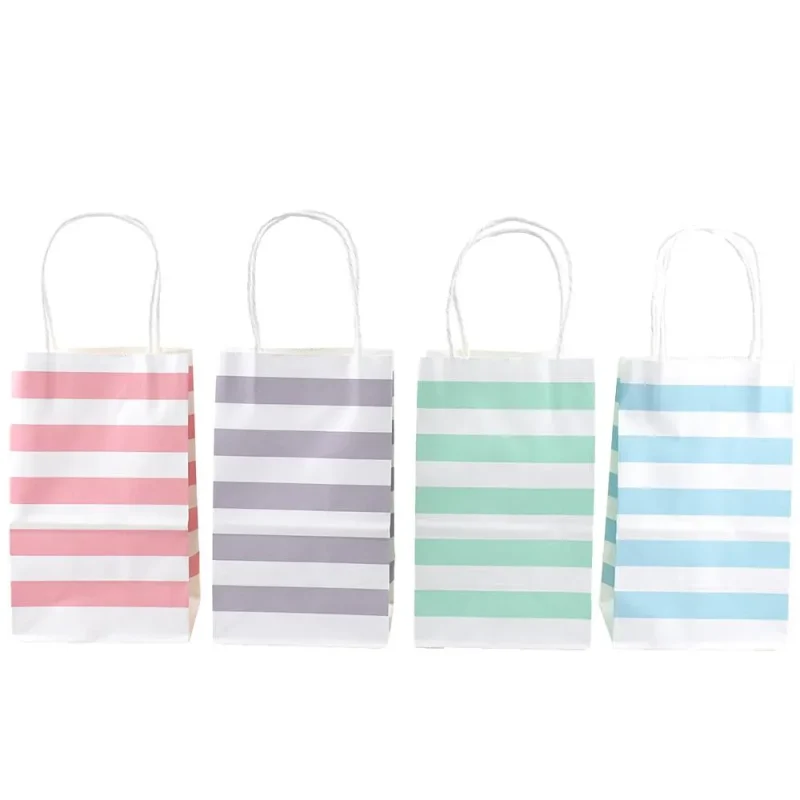 pastel striped slim gift bags 12 5 inch 12 pack