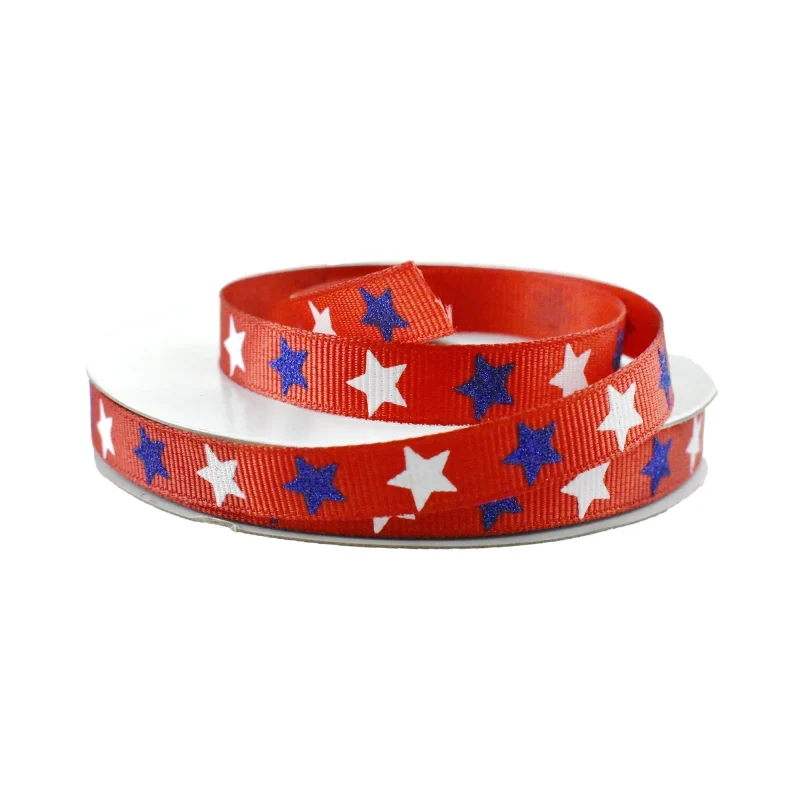 patriotic glittered stars grosgrain ribbon 3 8 x 10 yards