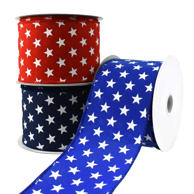 patriotic satin wired ribbon 2 5 x 10 yards